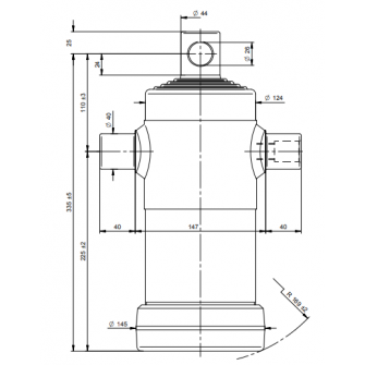 Teleskopski cilinder 5 stopenj 8 ton 1040 mm z luknjo 3092F